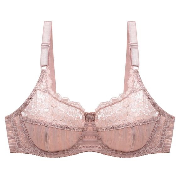 Loopsun Womens Bra Plus Size, Bras for Women, Women Fashion Solid Mesh Lace Thin Rims Gathered Underwear Bra Khaki 44/100CD
