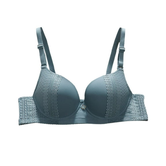 Loopsun Womens Bra Plus Size, Bras for Women, Women's Daily Adjustable Underwear Gathered Thin Solid Bra without Steel Ring Blue 36/80BC