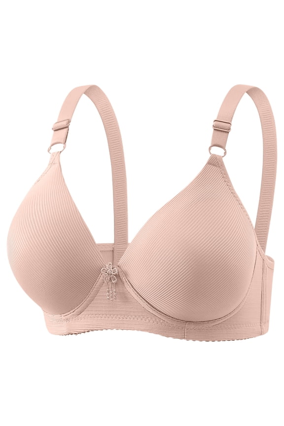 Womens Bra Plus Size, Bras for Women, Women's Daily Adjustable Underwear Gathered Thin Solid Bra without Steel Ring Pink 46/105C