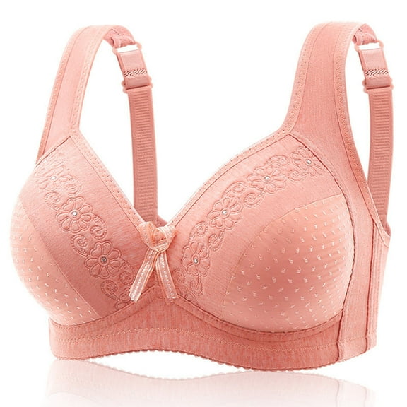 Loopsun Womens Bra Plus Size, Bras for Women, Womens Middle Aged and Elderly Bras without Steel Rings Large Size Underwear Comfortable Bra Hot Pink L
