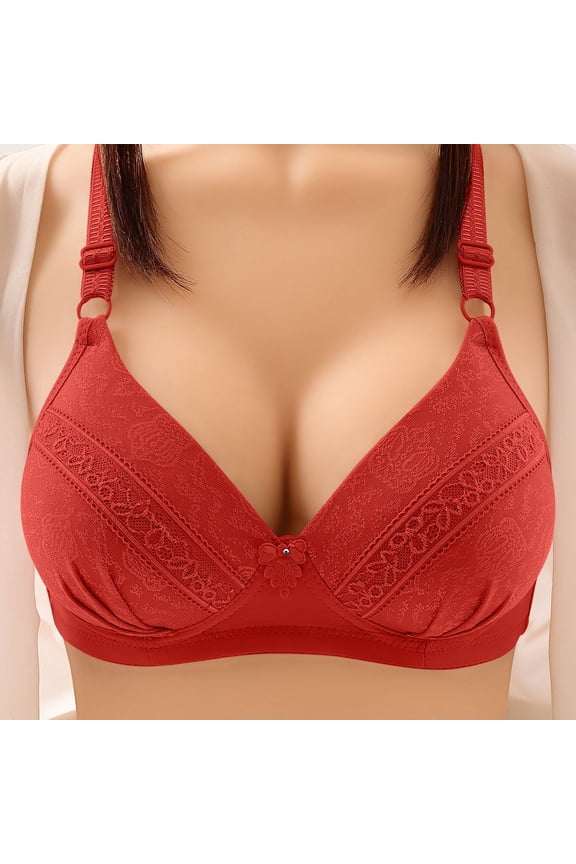 Womens Bra Plus Size, Bras for Women, Womens Middle Aged and Elderly Bras without Steel Rings Large Size Underwear Comfortable Bra Red XL