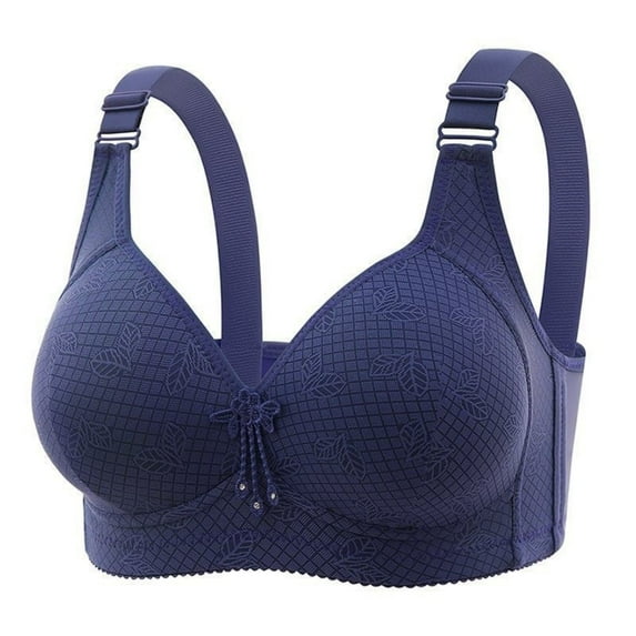 Loopsun Womens Bras Plus Size, Bras for Women, Woman's Solid Color Back Buckle Thin Breathable Adjustable Strap Bra without Steel Rim Dark Blue 40/90