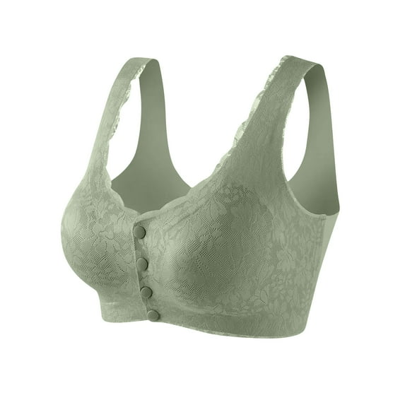 Loopsun Womens Bras Plus Size, Bras for Women, Woman's Solid Gathered Together Front Buckle Daily Bra Underwear No Rims Green XXXL