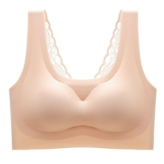 Loopsun Womens Bras Plus Size, Bras for Women, Woman's Solid Gathered Together Large Size Daily Bra Underwear No Rims Beige M