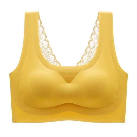 Loopsun Womens Bras Plus Size, Bras for Women, Woman's Solid Gathered Together Large Size Daily Bra Underwear No Rims Yellow XL