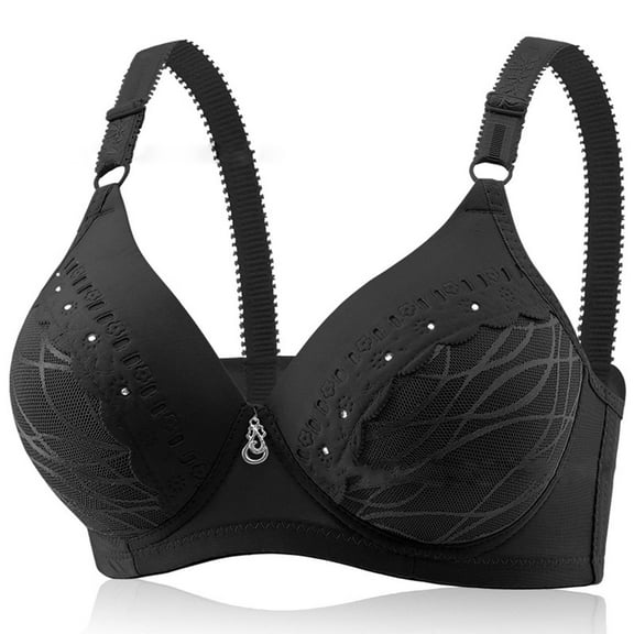 Loopsun Womens Bras Plus Size, Bras for Women, Woman's Solid Thin Breathable Back Buckle Bra without Steel Rim Black XL
