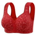 thumbnail image 1 of Loopsun Womens Bras Plus Size, Bras for Women, Women's Solid Oversized Front Buckle Gathering Underwear Daily Bra No Steel Ring Red 46/105BC, 1 of 4