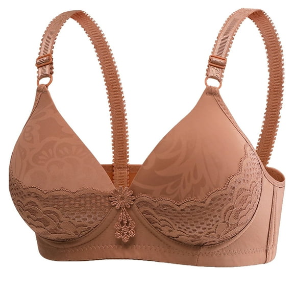 Loopsun Womens Bras Plus Size, Bras for Women, Woman's Solid Thin Breathable Back Buckle Bra without Steel Rim Khaki L
