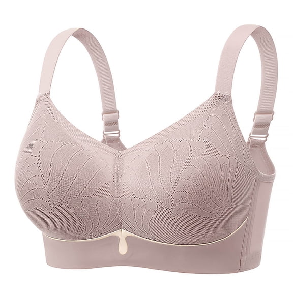 Loopsun Womens Bras Plus Size, Bras for Women, Women's Plus Size Solid Gathered Back Buckle Lace Bra Gray XXL