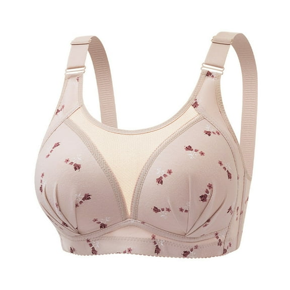 Loopsun Womens Bras Plus Size, Bras for Women, Women's Printed Back Buckle Lace Underwear Thin Daily Bra Khaki L