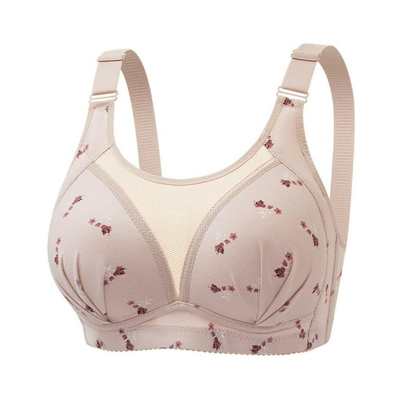 Loopsun Womens Bras Plus Size, Bras for Women, Women's Printed Back Buckle Lace Underwear Thin Daily Bra Khaki S