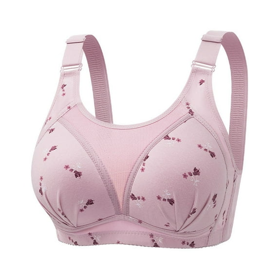 Loopsun Womens Bras Plus Size, Bras for Women, Women's Printed Back Buckle Lace Underwear Thin Daily Bra Pink XL