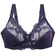 thumbnail image 1 of Loopsun Womens Bras Plus Size, Bras for Women, Women's Solid Color Large Cup Underwear Lace Daily Bra Purple 46/105E, 1 of 3