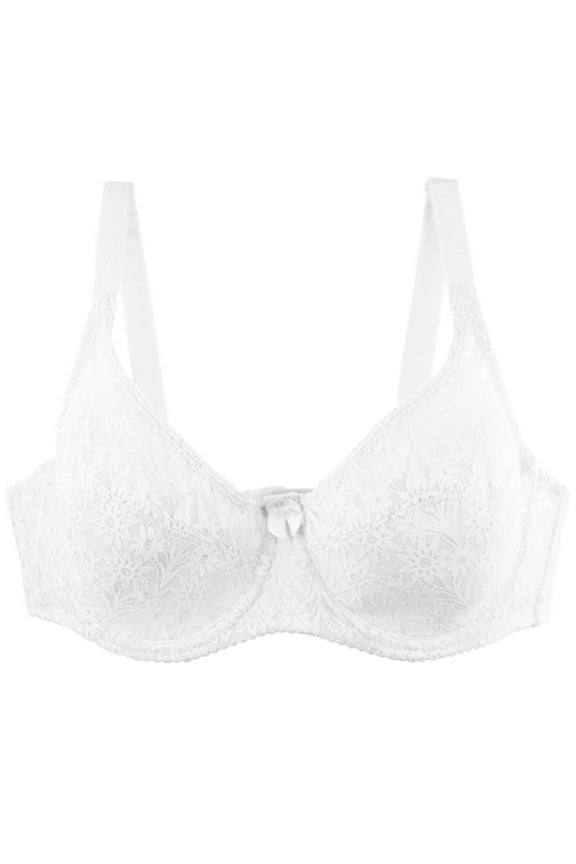 Womens Bras Plus Size, Bras for Women, Women's Solid Color Large Cup Underwear Lace Daily Bra White 42/95E
