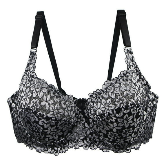 Loopsun Womens Bras Plus Size, Bras for Women, Women's Solid Color Large Cup Underwear Lace Daily Bra White 46/105E