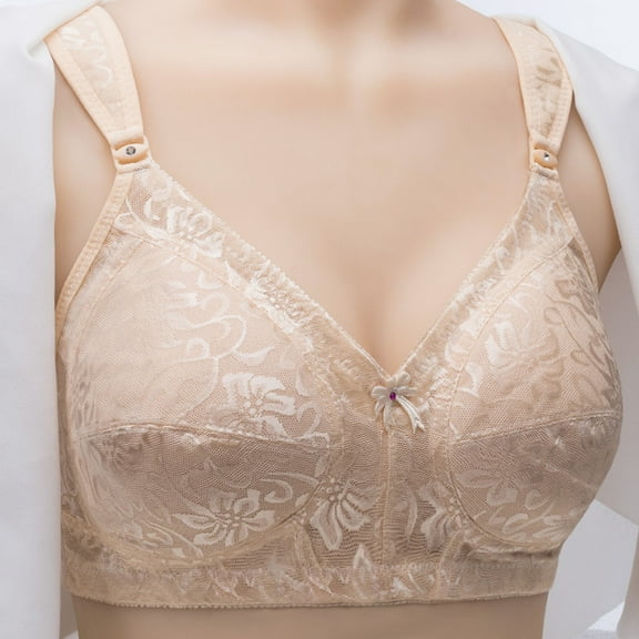 Loopsun Womens Bras Plus Size, Bras for Women, Women's Solid Color Push Up U-Shaped Underwear Everyday Bras Khaki L