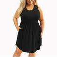 thumbnail image 1 of Loopsun Womens Dresses Plus Size, Summer Dresses for Women, Women's Fashion Large Size Solid Color Sleeveless Round Neck Pockets Dresses Black XXXXXL, 1 of 4