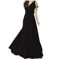 thumbnail image 1 of Loopsun Womens Dresses Plus Size, Summer Dresses for Women, Womens Summer Solid V-Neck Evening Dress Sleeveless Waist Wrap Dress Black L, 1 of 4