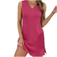 thumbnail image 1 of Summer Savings Clearance 2025! Loopsun Womens Dresses, Summer Dresses for Women, Women's Summer Fashion Solid Color Sleeveless V-Neck Mini Dress Hot Pink L, 1 of 5
