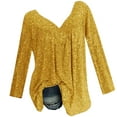 thumbnail image 1 of Loopsun Womens Long Sleeve Tshirt, Women Plus Size Long Sleeved V-Neck Print Blouse Pullover Tops Shirt Gold, 1 of 3