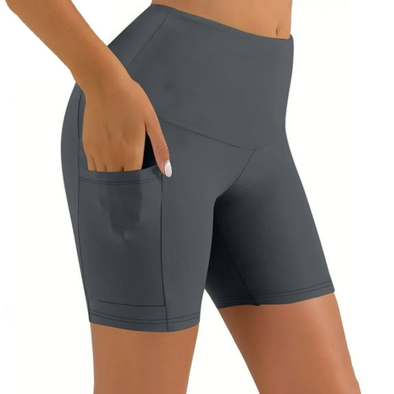 Loopsun Womens Summer Pants, Shorts for Women, Women Workout Out Pocket Leggings Sports Running Yoga Pants Shorts Dark Gray M