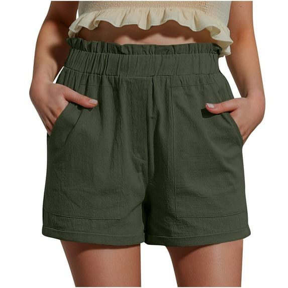 Loopsun Womens Summer Pants, Shorts for Women, Women's Summer Casual High Waist Drawstring Wide Leg Lightweight Short with Pockets Army Green XXXL