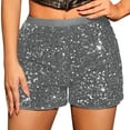 thumbnail image 1 of Loopsun Womens Summer Pants, Shorts for Women, Womens Fashion High Waist Solid Sequin Shorts Pants Silver M, 1 of 4