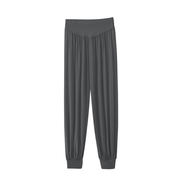 Loopsun Womens Summer Pants, Yoga Pants for Women, Women's Comfortable Casual Solid Color High Waist Loose Yoga Long Pants Dark Gray XL