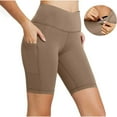 thumbnail image 1 of Loopsun Womens Summer Shorts, Yoga Shorts for Women, Women Workout Out Leggings Sports Running Yoga Athletic Pants Shorts with Pocket Brown L, 1 of 5