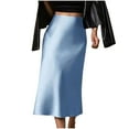 thumbnail image 1 of Loopsun Womens Summer Skirts, Skirts for Women, Women's Summer Satin Slim Solid Wrapped Hip Fish Tail Half Skirt Light Blue XL, 1 of 4