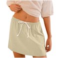 thumbnail image 1 of Loopsun Womens Summer Skirts, Women's Summer Fashion Fold Pocket Drawstring Solid Color Skirt Beige XXL, 1 of 5