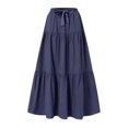 thumbnail image 1 of Loopsun Womens Summer Skirts, Women's Summer Fashion Solid Color Drawstring Pocket Elastic Waist Skirt Navy M, 1 of 5