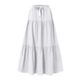 thumbnail image 1 of Loopsun Womens Summer Skirts, Women's Summer Fashion Solid Color Drawstring Pocket Elastic Waist Skirt White S, 1 of 5
