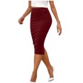 thumbnail image 1 of Loopsun Womens Summer Skirts, Womens Fashion Solid Color Zipper Slim Hip Hugging Skirt Wine L, 1 of 5