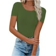 thumbnail image 1 of Loopsun Womens Summer Top Plus Size, T Shirts for Women, Women's Casual Solid Color Short Sleeve Crew Neck Top Army Green XXL, 1 of 5