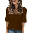 thumbnail image 1 of Loopsun Womens Summer Top Plus Size, T Shirts for Women, Women's Fashion Tees Casual V Neck Loose T Shirt Half Sleeve Top Coffee M, 1 of 5