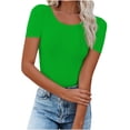 thumbnail image 1 of Loopsun Womens Summer Top Plus Size, T Shirts for Women, Women's Casual Solid Color Short Sleeve Crew Neck Top Green L, 1 of 5