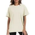 thumbnail image 1 of Loopsun Womens Summer Top, T Shirts for Women, Women's Summer Fashion Clothing Short Sleeve T-shirt Round Neck Top Beige XXL, 1 of 5