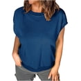 thumbnail image 1 of Summer Savings Clearance 2025! Loopsun Womens Summer Top, Tshirts for Women, Womens Casual Solid Short Sleeve Round Neck Pullover Top Navy XXL, 1 of 5