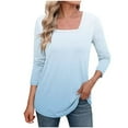 thumbnail image 1 of Loopsun Womens Tops Plus Size, Womens 3/4 Sleeve T Shirts, Women's Fashion Casual Printed 3/4 Sleeve Pullover Top Light Blue XXXL, 1 of 5