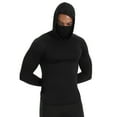 thumbnail image 1 of Loopsun Womens Tops Plus Size, Womens Long Sleeve T Shirts, Womens Summer Casual Solid Long Sleeve Hooded Sun Protection Lightweight Tops with Face Mask Black XS, 1 of 5