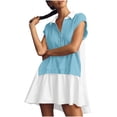 thumbnail image 1 of Summer Savings Clearance 2025! TAGOLD Summer Plus Szie Casual Dress for Womens,Women's Solid Shirt Collar Sweatshirt Hoodie Shirt Patchwork Oversized Hoodie Dress Short Sleeved Lapel Dress, 1 of 4