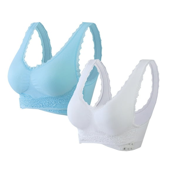 TAGOLD Womens Plus Size Bra,Summer Casual Bras for Womens,2PC Ladies Traceless Comfortable No Steel Ring Vest Breathable Gathering Bra Woman Underwear