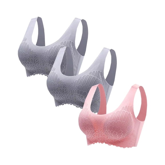 TAGOLD Womens Plus Size Bra,Summer Casual Bras for Womens,3-Pack Women Top Bra Wire Free Underwears Base Vest Style Sports Lingerie