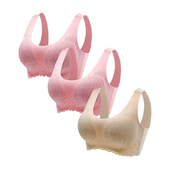 TAGOLD Womens Plus Size Bra,Summer Casual Bras for Womens,3-Pack Women Top Bra Wire Free Underwears Base Vest Style Sports Lingerie