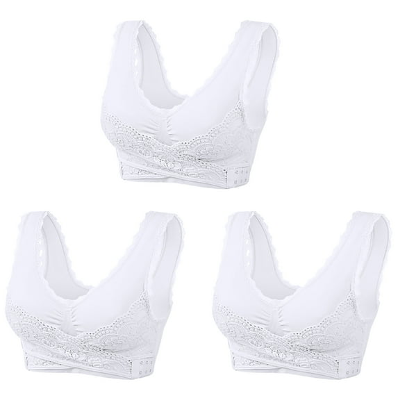Summer Savings Clearance 2025! TAGOLD Womens Plus Size Bra Clearance,Summer Casual Bras for Womens,3PC Woman's Embroidered Glossy Comfortable Breathable Bra Underwear No Rims