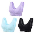 thumbnail image 1 of TAGOLD Womens Plus Size Bra,Summer Casual Bras for Womens,3PC Woman's Embroidered Glossy Comfortable Breathable Bra Underwear No Rims, 1 of 5