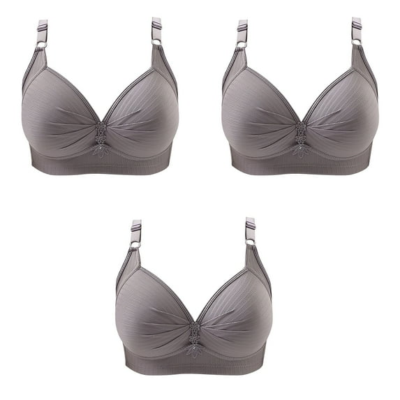 Summer Savings Clearance 2025! TAGOLD Womens Plus Size Bra Clearance,Summer Casual Bras for Womens,3PC Woman's Printing Gathered Together Large Size Daily Bra Underwear No Rims