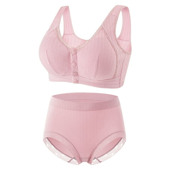 Summer Savings Clearance 2025! TAGOLD Womens Plus Size Bra Clearance,Summer Casual Bras for Womens,Casual Sexy Front Button Shaping Cup Shoulder Strap Underwire Bra Plus Size Bra Underwear Set