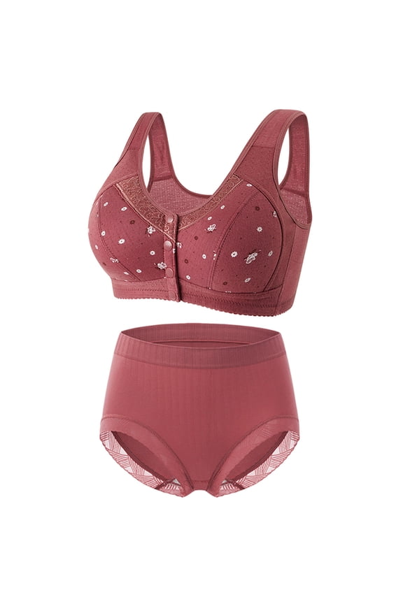 Womens Plus Size Bra,Summer Casual Bras for Womens,Casual Sexy Front Button Shaping Cup Shoulder Strap Underwire Bra Plus Size Bra Underwear Set